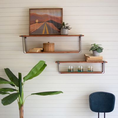 Rustic Industrial Wall Shelves Set of 2