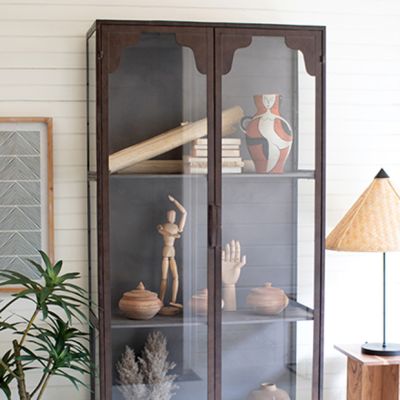 Rustic Metal and Glass Display Cabinet