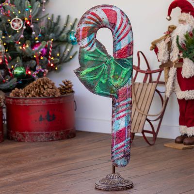 Rustic Metal Standing Candy Cane