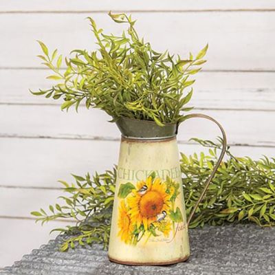 Rustic Metal Sunflower Pitcher Vase