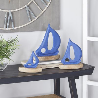 Rustic Nautical Sailboat Sculptures Set of 3