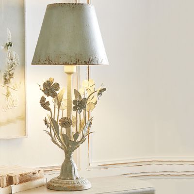 Rustic Ornate Floral Base Accent Lamp