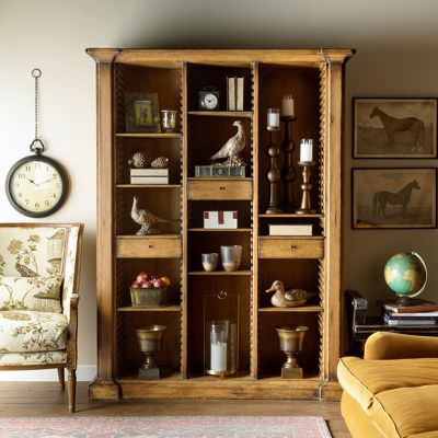 Rustic Pine Adjustable Shelf Wooden Bookcase