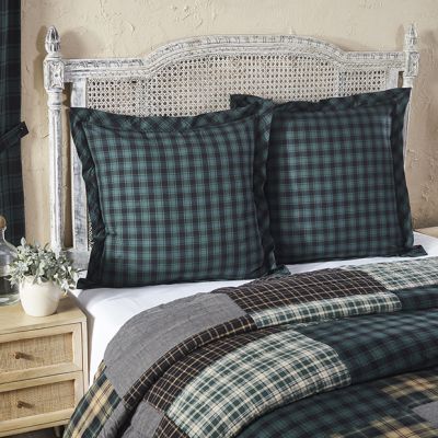 Rustic Pine and Black Plaid Euro Sham