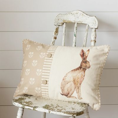 Rustic Rabbit Accent Pillow With Buttons