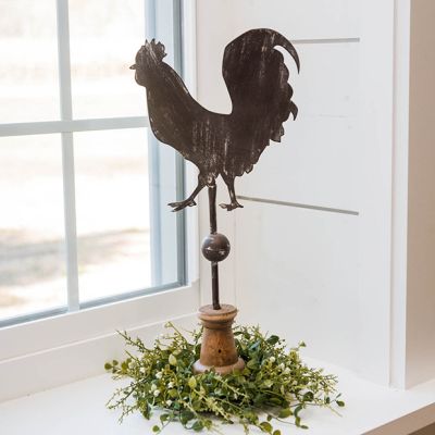 Rustic Rooster on Pedestal Stand