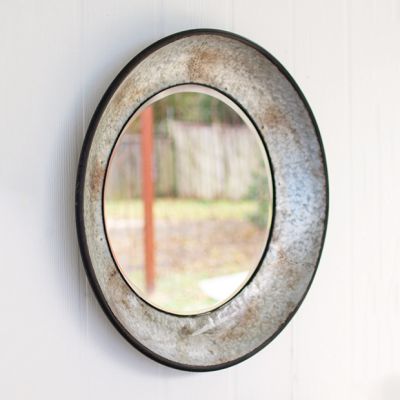 Rustic Round Metal Mirror