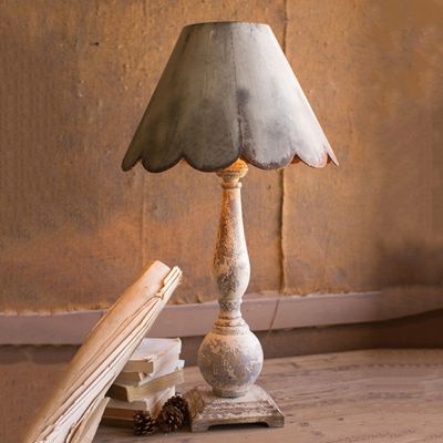 Rustic Table Lamp With Scalloped Shade
