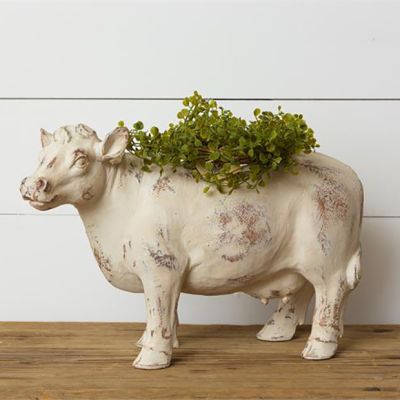 Rustic Tabletop Cow Planter