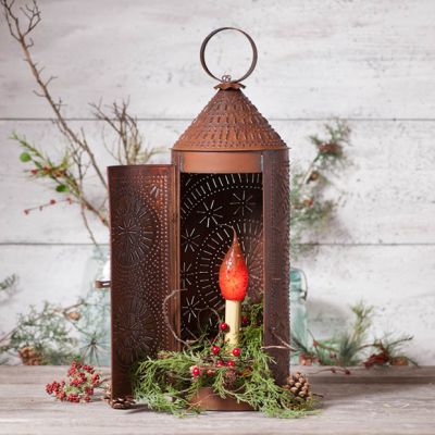 Rustic Tin Chimney Candle Lantern