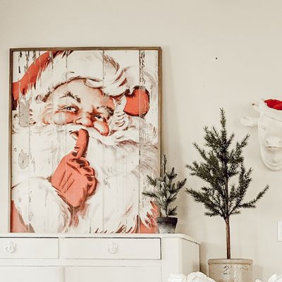Rustic Vintage Inspired Santa Framed Wall Decor