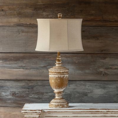 Rustic Whitewash Finial Table Lamp