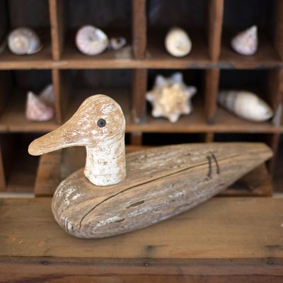 Rustic Wood Duck Sculpture