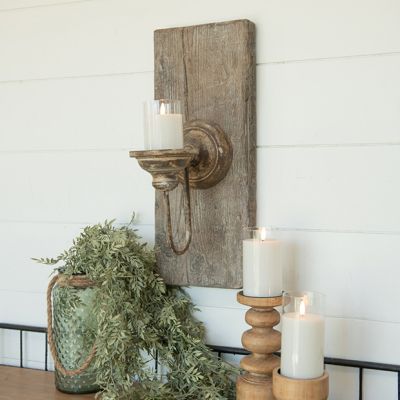 Rustic Wood Plank Candle Sconce