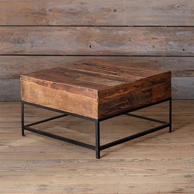 Rustic Wood Top Square Coffee Table