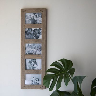 Rustic Wood Vertical Five Photo Frame