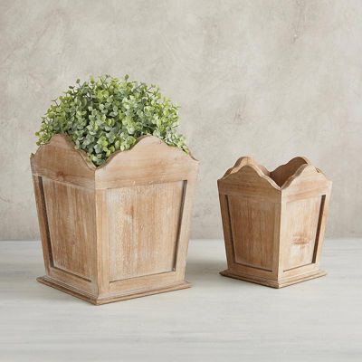Rustic Wooden Square Planter Box Set of 2