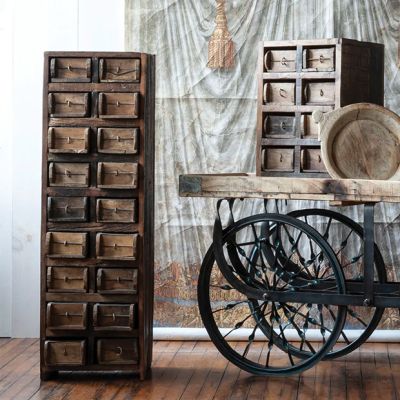Salvaged Wood Brick Mold Cabinet With Drawers