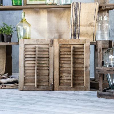 Salvaged Wood Square Shutter Wall Decor Set of 2