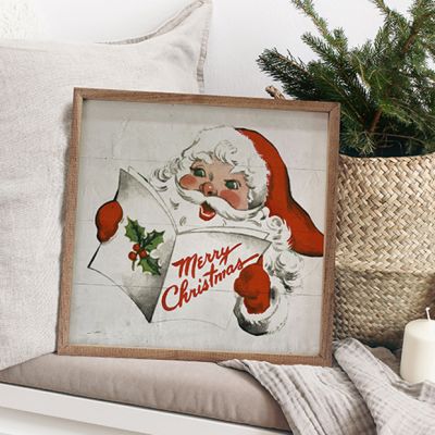 Santa Caroling White Framed Wall Art