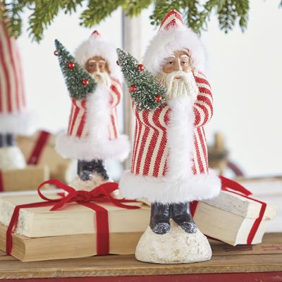 Santa Carrying Christmas Tree Set of 2