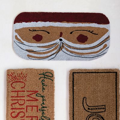 Santa Face Natural Coir Doormat