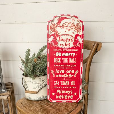 Santa Rules Wood Wall Sign