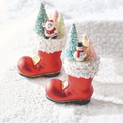 Santa's Boot Christmas Ornament Set of 2