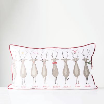 Santa's Reindeer Lumbar Accent Pillow
