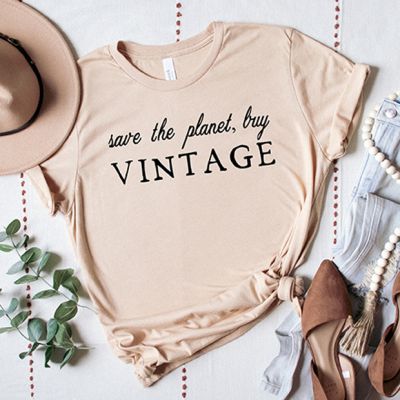 Save The Planet Buy Vintage Tee- Sand