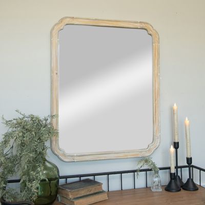 Scalloped Corner Wood Framed Wall Mirror