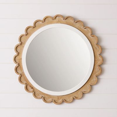 Scalloped Wood Flower Wall Mirror