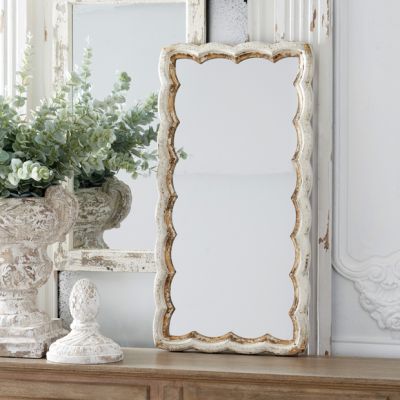 Scalloped Wood Frame Wall Mirror