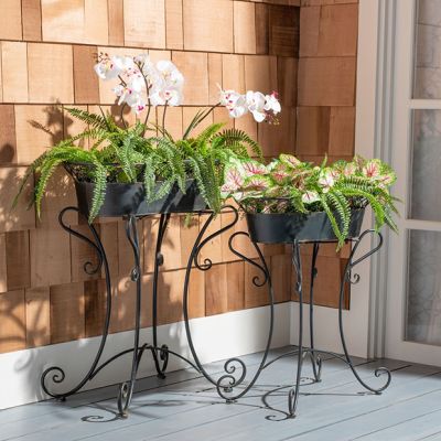 Scrolled Garden Planter Stand Set of 2