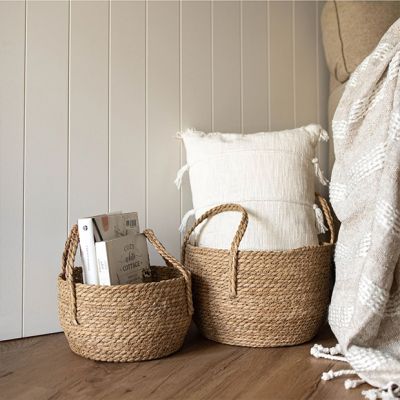 Seagrass Basket With Braided Handles Set of 2