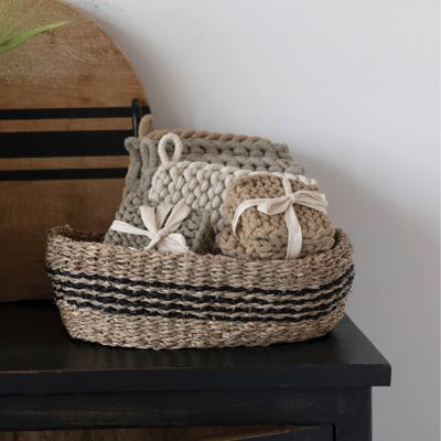 Seagrass Basket With Stripes Set of 3