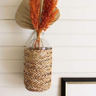 Seagrass Wrapped Hanging Bottle Vase