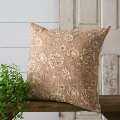 Sepia Floral Pattern Accent Pillow