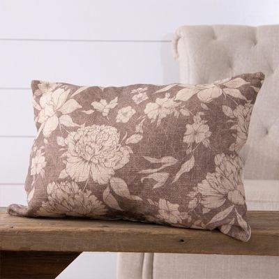 Sepia Floral Pattern Lumbar Pillow