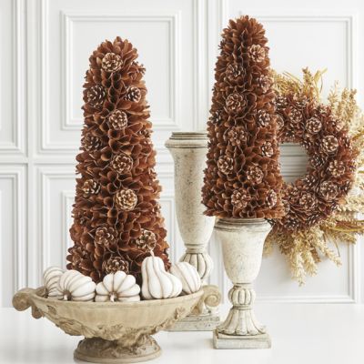 Shaved Wood And Pinecone Trees Set of 2