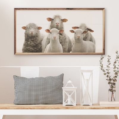 Sheep Five White Framed Wall Decor