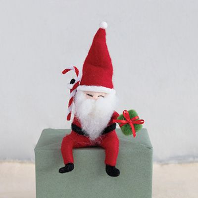 Shelf Sitter Felt Santa With Candy Cane
