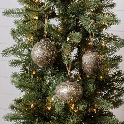 Shimmery Elegance Glass Christmas Ornaments Set of 3