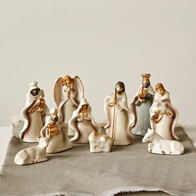 Silent Night Stoneware Nativity Set of 10