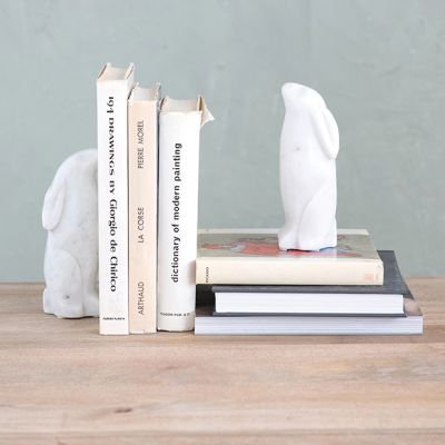 Simple and Chic Marble Rabbit Bookends