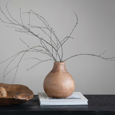 Simple Charms Round Wood Vase