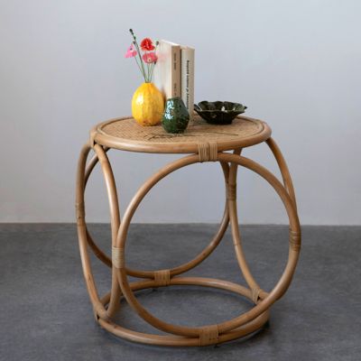 Simple Circles Round Rattan Side Table