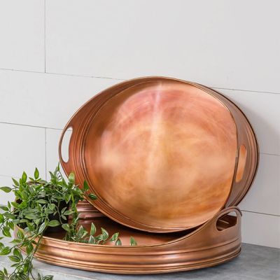 Simple Classics Handled Copper Tray Set of 2