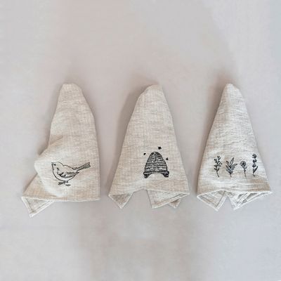 Simple Embroidery Tea Towel Set of 3