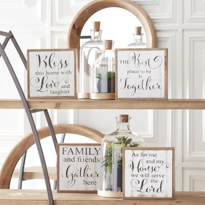 Simple Farmhouse Inspirational Wall Sign Set of 4